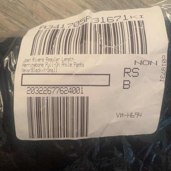 NWT JOAN RIVERS REGULAR LENGTH HERRINGBONE PULL-ON ANKLE PANTS NAVY/BLACK XS - Picture 7 of 8